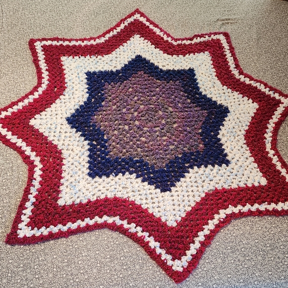 Handcrafted Crocheted Patriotic Afghan Blanket - Picture 1 of 5